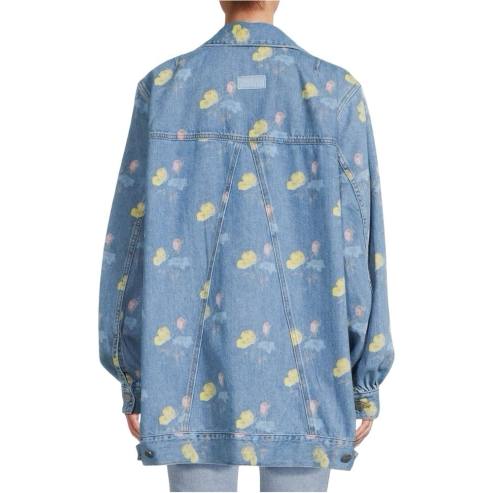 GANNI Oversized Floral Cotton Denim Jacket XS - Picture 3 of 9